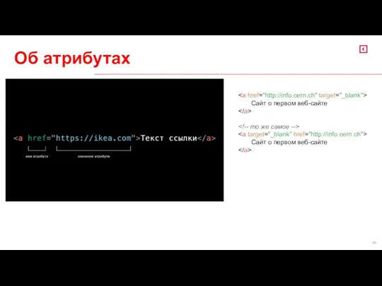 Об атрибутах Сайт о первом веб-сайте Сайт о первом веб-сайте