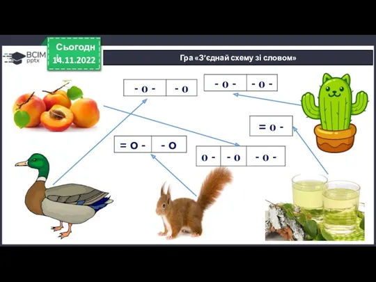 14.11.2022 Сьогодні Гра «З’єднай схему зі словом»