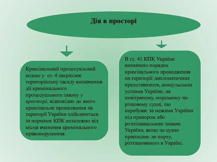 Дія в просторі Кримінальний процесуальний кодекс у ст. 4 закріплює