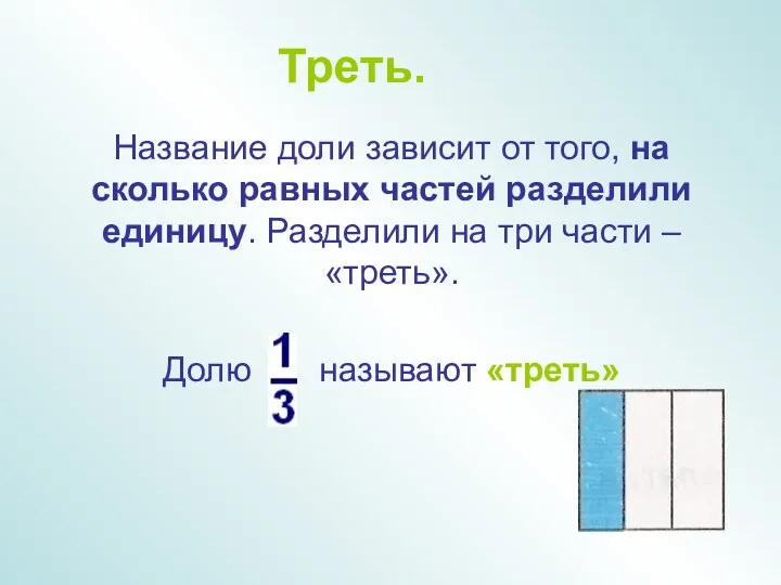 Название доли зависит от того, на сколько равных частей разделили