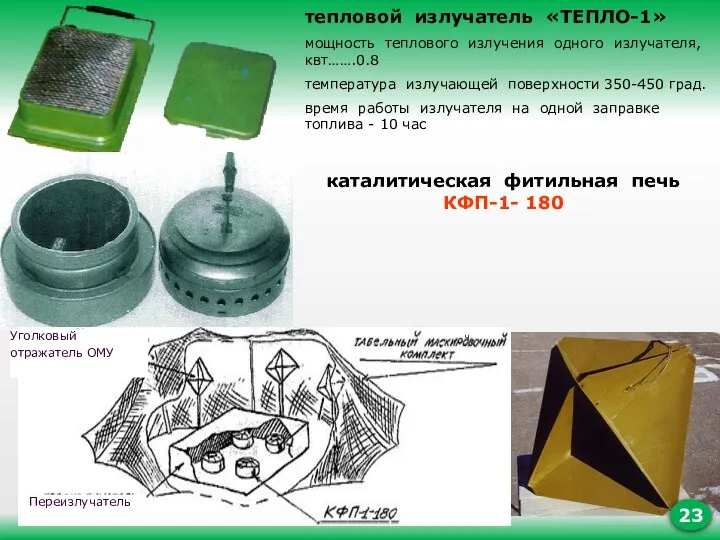 тепловой излучатель «ТЕПЛО-1» мощность теплового излучения одного излучателя, квт…….0.8 температура