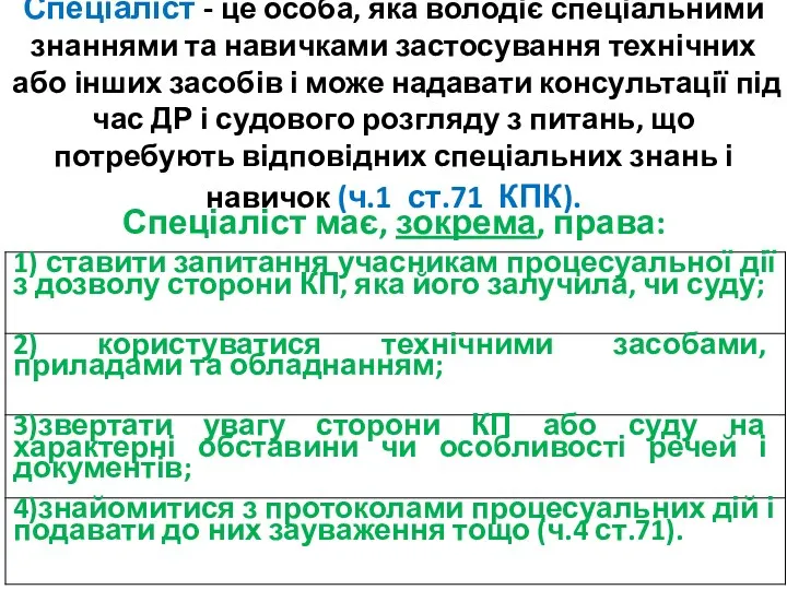 Спеціаліст - це особа, яка володіє спеціальними знаннями та навичками