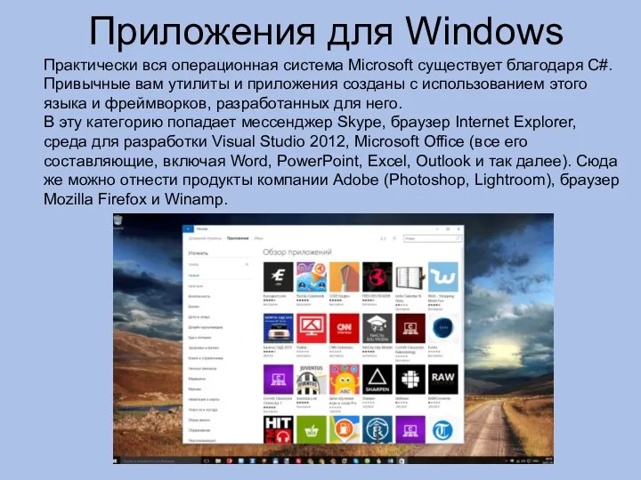 Приложения для Windows Практически вся операционная система Microsoft существует благодаря