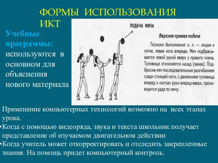 ФОРМЫ ИСПОЛЬЗОВАНИЯ ИКТ Учебные программы: используются в основном для объяснения