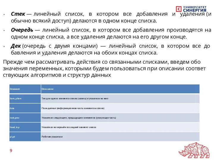 Стек — линейный список, в котором все добавления и удаления