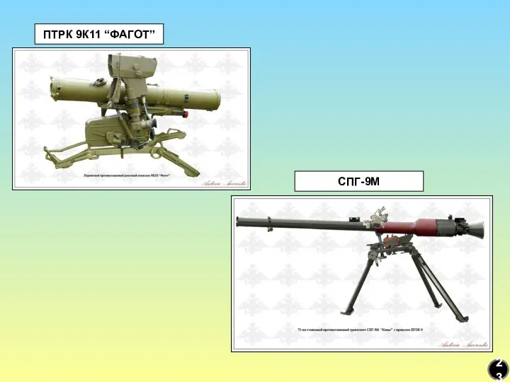 ПТРК 9К11 “ФАГОТ” СПГ-9М 23