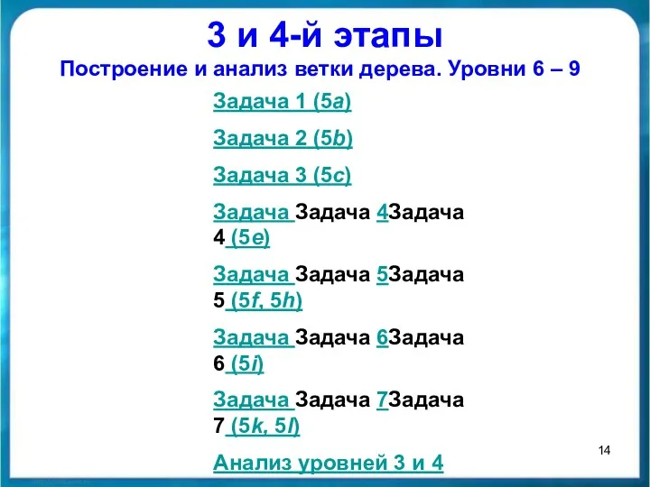 Построение и анализ ветки дерева. Уровни 6 – 9 3