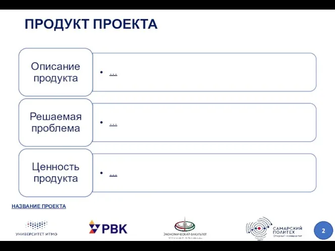 ПРОДУКТ ПРОЕКТА НАЗВАНИЕ ПРОЕКТА