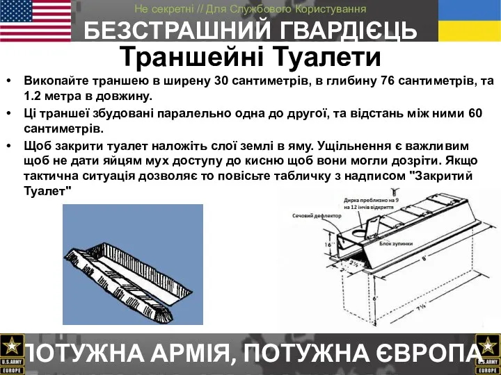 Траншейні Туалети Викопайте траншею в ширену 30 сантиметрів, в глибину