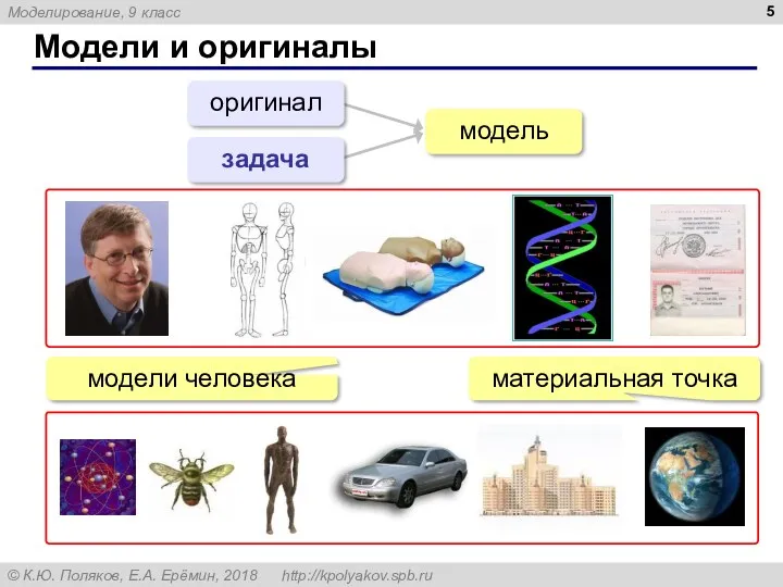 Модели и оригиналы оригинал задача модель материальная точка модели человека