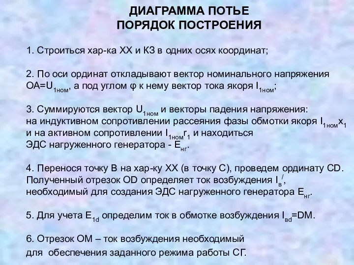 ДИАГРАММА ПОТЬЕ ПОРЯДОК ПОСТРОЕНИЯ 1. Строиться хар-ка ХХ и КЗ в одних осях