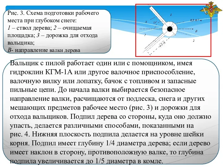 Вальщик с пилой работает один или с помощником, имея гидроклин