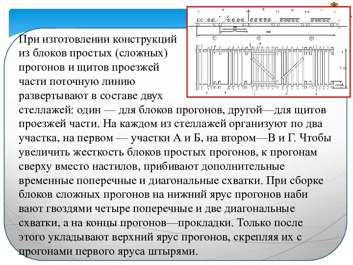 При изготовлении конструкций из блоков простых (сложных) прогонов и щитов