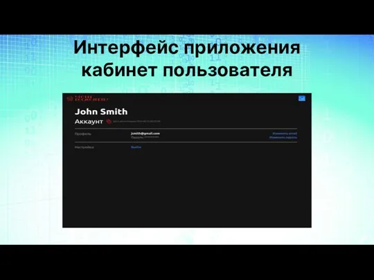 Интерфейс приложения кабинет пользователя