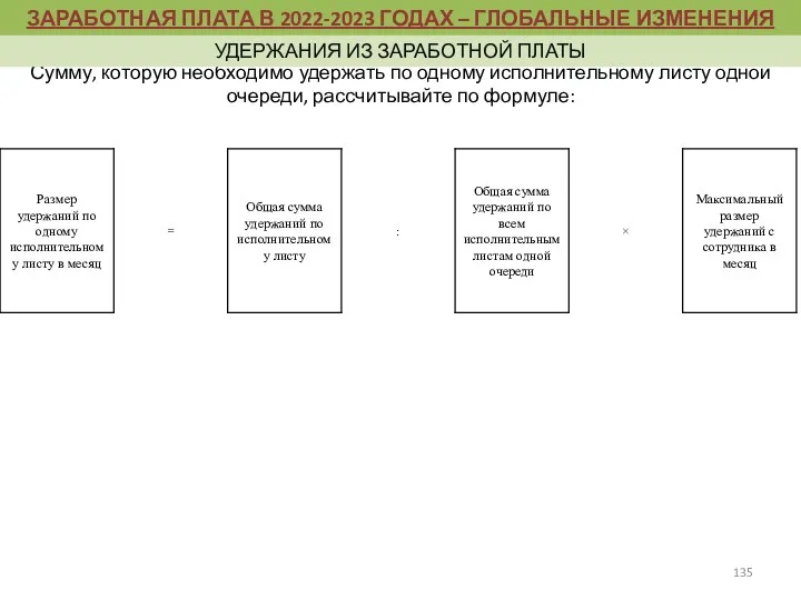 Сумму, которую необходимо удержать по одному исполнительному листу одной очереди,