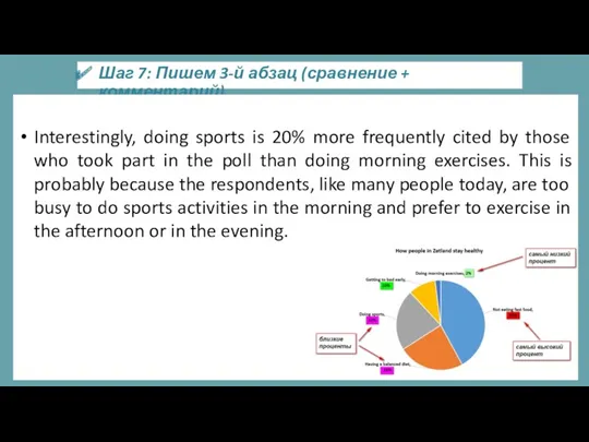 Шаг 7: Пишем 3-й абзац (сравнение + комментарий) Interestingly, doing