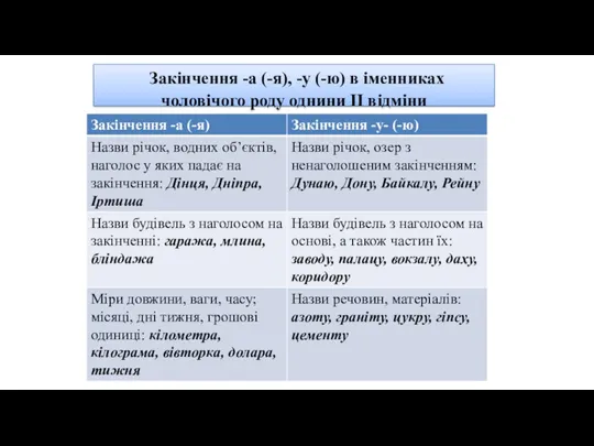 Закінчення -а (-я), -у (-ю) в іменниках чоловічого роду однини ІІ відміни