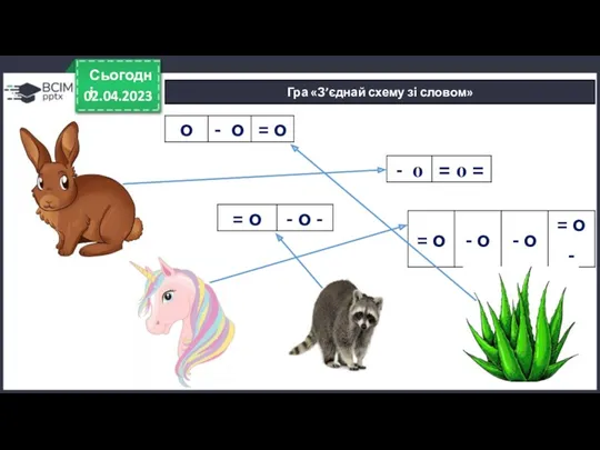 02.04.2023 Сьогодні Гра «З’єднай схему зі словом»