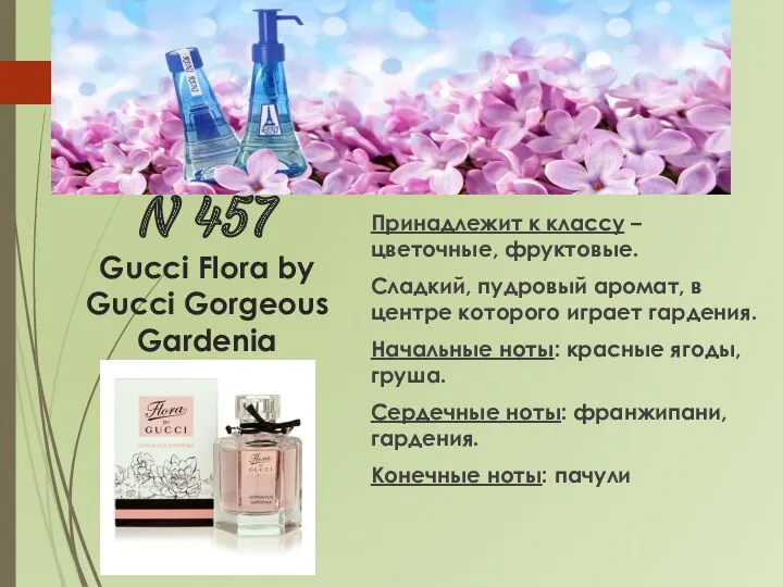 N 457 Gucci Flora by Gucci Gorgeous Gardenia Принадлежит к