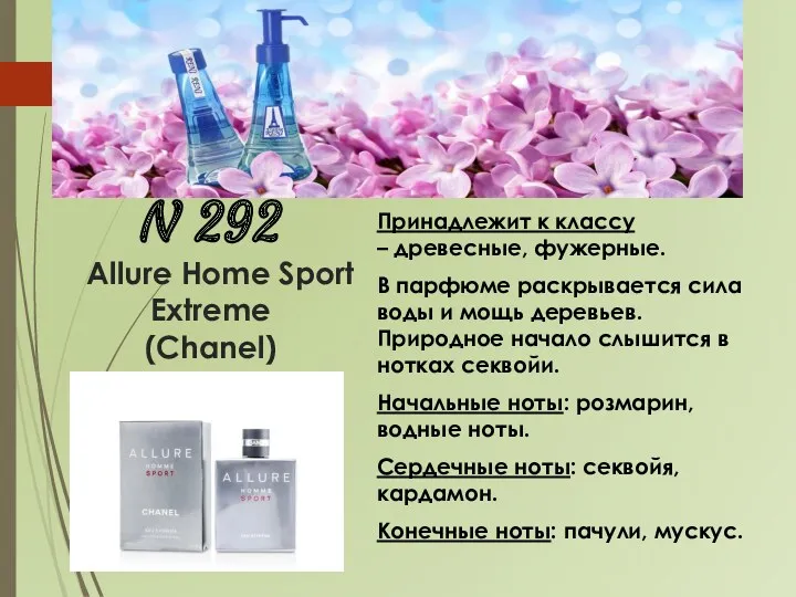 N 292 Allure Home Sport Extreme (Chanel) Принадлежит к классу