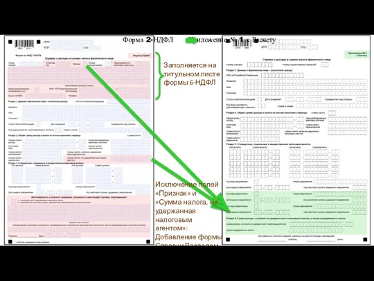 Заполняется на титульном листе формы 6-НДФЛ Исключение полей «Признак» и