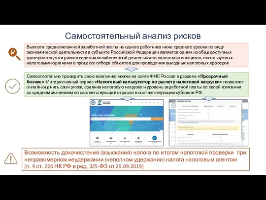 Самостоятельный анализ рисков Выплата среднемесячной заработной платы на одного работника