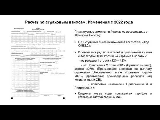 Расчет по страховым взносам. Изменения с 2022 года Планируемые изменения