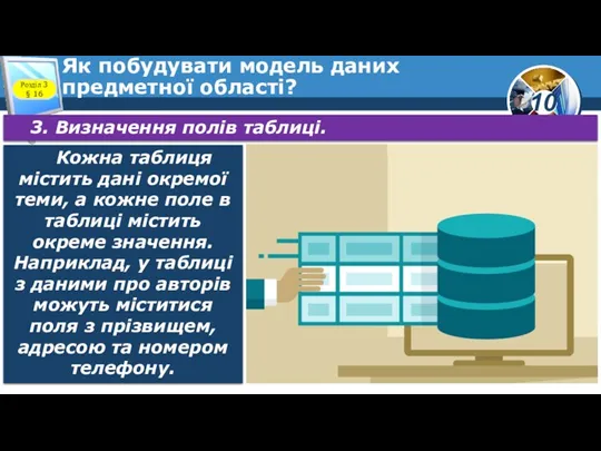 Як побудувати модель даних предметної області? Розділ 3 § 16 3. Визначення полів