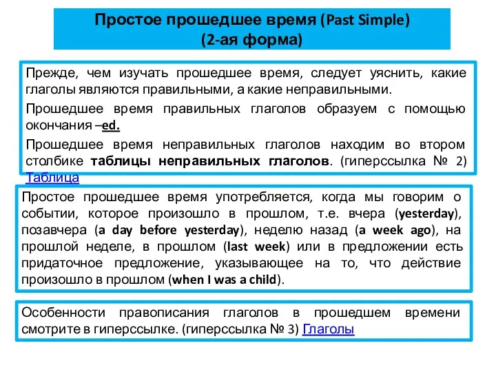 Простое прошедшее время (Past Simple) (2-ая форма) Прежде, чем изучать