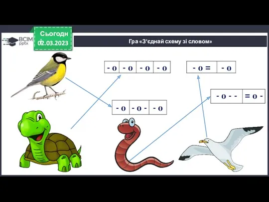 02.03.2023 Сьогодні Гра «З’єднай схему зі словом»