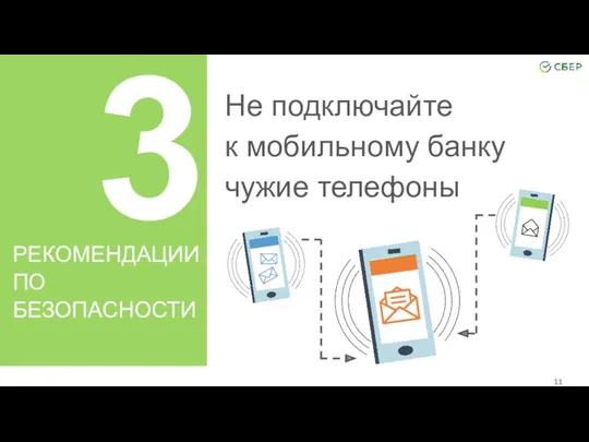 Не подключайте к мобильному банку чужие телефоны 3 РЕКОМЕНДАЦИИ ПО БЕЗОПАСНОСТИ