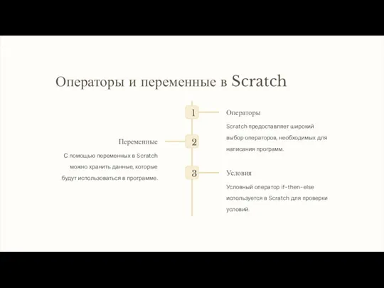 Операторы и переменные в Scratch 1 Операторы Scratch предоставляет широкий