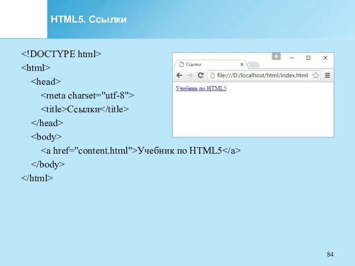 HTML5. Ссылки Ссылки Учебник по HTML5