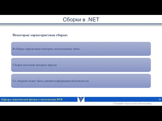 Сборки в .NET Кафедра теоретической физики и теплотехники ФТФ