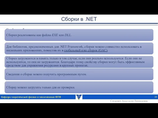 Сборки в .NET Кафедра теоретической физики и теплотехники ФТФ