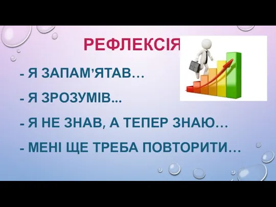 РЕФЛЕКСІЯ - Я ЗАПАМ’ЯТАВ… - Я ЗРОЗУМІВ... - Я НЕ