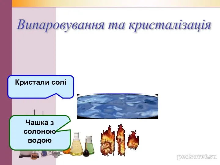 Чашка з солоною водою Кристали солі Випаровування та кристалізація