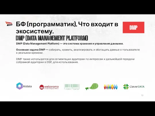 БФ (программатик). Что входит в экосистему. DMP (Data Management Platform)