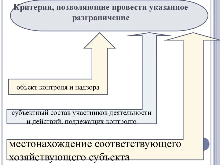 Критерии, позволяющие провести указанное разграничение объект контроля и надзора субъектный