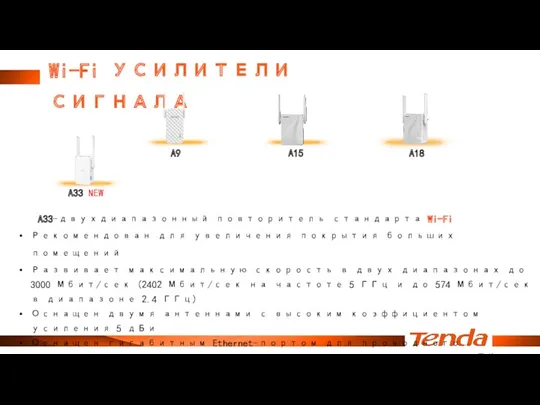 Wi-Fi УСИЛИТЕЛИ СИГНАЛА A33 NEW A18 A15 A9 A33-двухдиапазонный повторитель