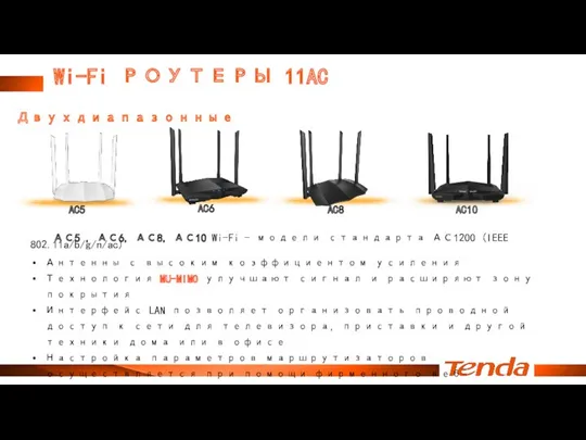 Wi-Fi РОУТЕРЫ 11AC Двухдиапазонные AC10 AC8 AC6 AC5 АС5 ,