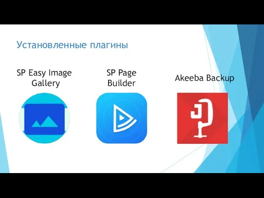Установленные плагины Akeeba Backup SP Page Builder SP Easy Image Gallery