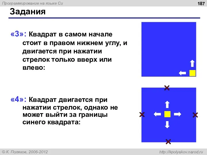 Задания «3»: Квадрат в самом начале стоит в правом нижнем