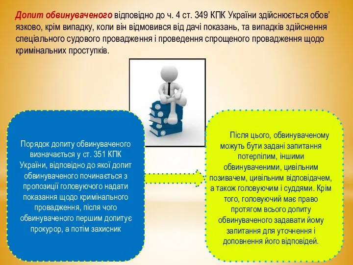 Допит обвинуваченого відповідно до ч. 4 ст. 349 КПК України