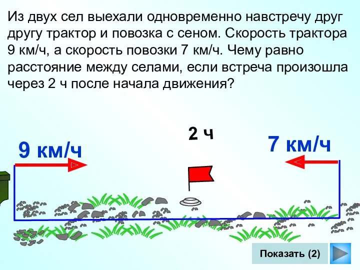 Из двух сел выехали одновременно навстречу друг другу трактор и