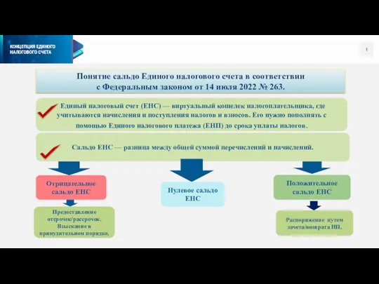 Понятие сальдо Единого налогового счета в соответствии с Федеральным законом