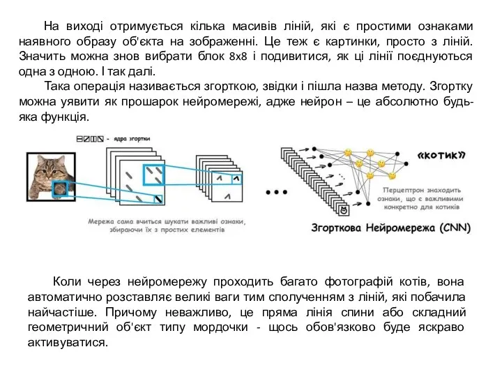 На виході отримується кілька масивів ліній, які є простими ознаками