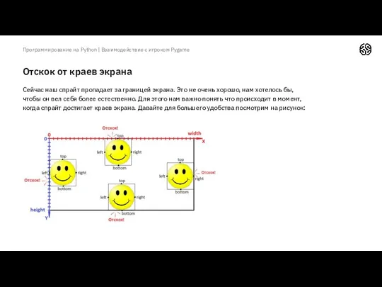 Отскок от краев экрана Программирование на Python | Взаимодействие с