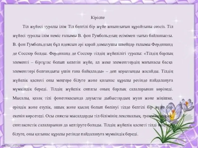 итмст Кіріспе Тіл жүйесі туралы ілім Тіл белгілі бір жүйе