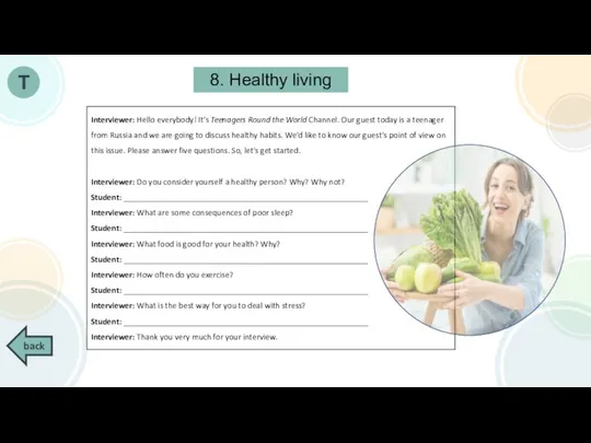 8. Healthy living back T